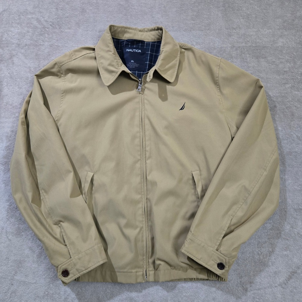 Nautica Harrington Jacket XL Golf Khaki Classic Bomber Preppy Old Money Nautical